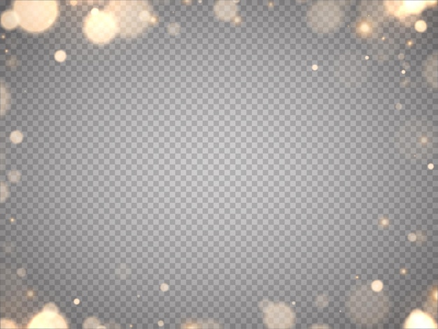 Shining bokeh isolated on transparent background golden bokeh lights with glowing particles isolated...