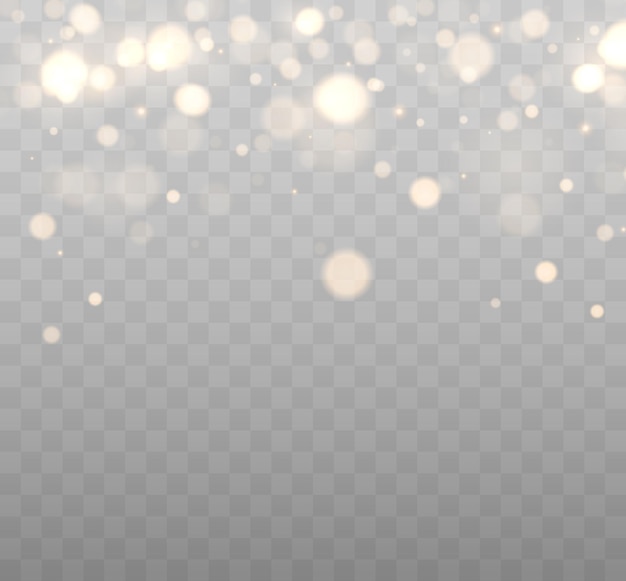 Shining bokeh isolated on transparent background golden bokeh lights with glowing particles isolated...