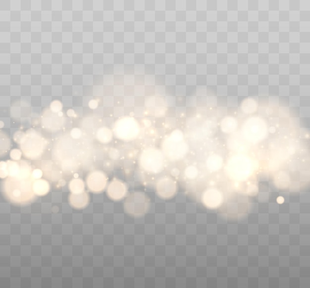 Shining bokeh isolated on transparent background golden bokeh lights with glowing particles isolated...