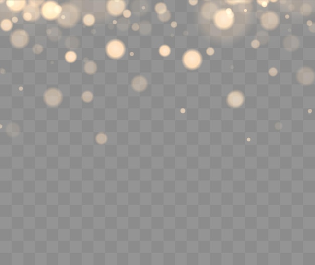 Shining bokeh isolated on transparent background golden bokeh lights with glowing particles isolated...