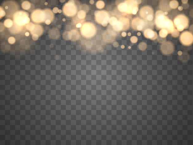 Shining bokeh isolated on transparent background golden bokeh lights with glowing particles