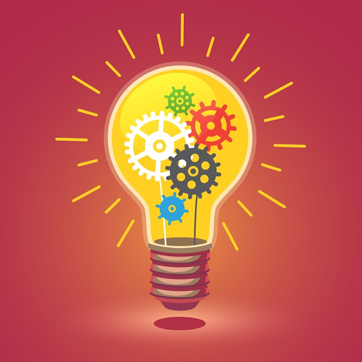 मुफ़्त वेक्टर shining bright light bulb with cogs