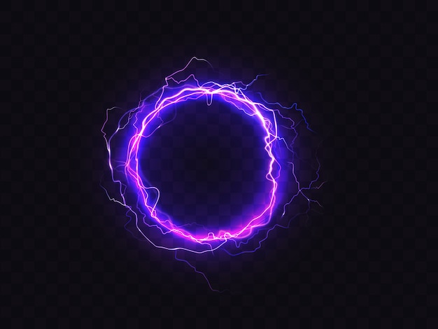 Free vector shining circle of purple lighting isolated on dark background.