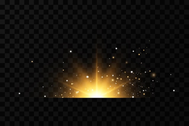 Shining golden stars light effects glare glitter explosion golden light vector illustration