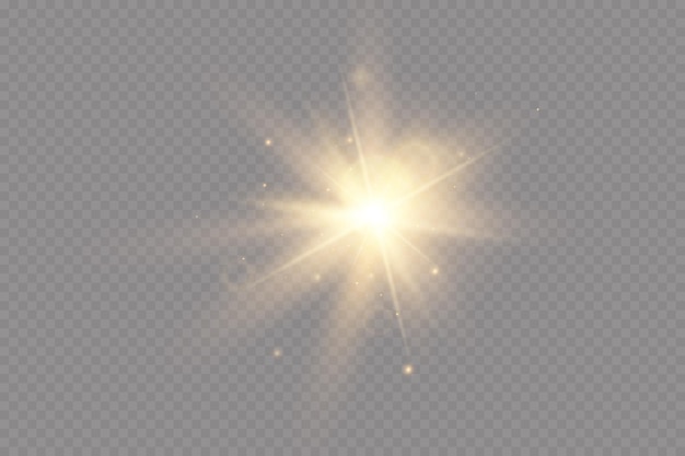 Shining golden stars light effects glare glitter explosion golden light vector illustration