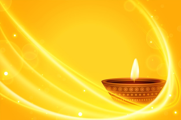 Shinny happy diwali template with text space in yellow background