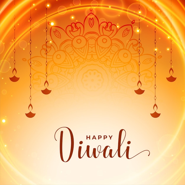 Баннер Shinny shubh diwali с подвесными светильниками в индийском стиле