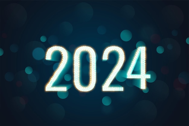 Free vector shiny 2024 new year lettering background with bokeh effect vector