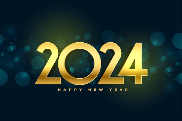 Бесплатное векторное изображение Блестящий новый год 2024 желает фон с эффектом боке вектора