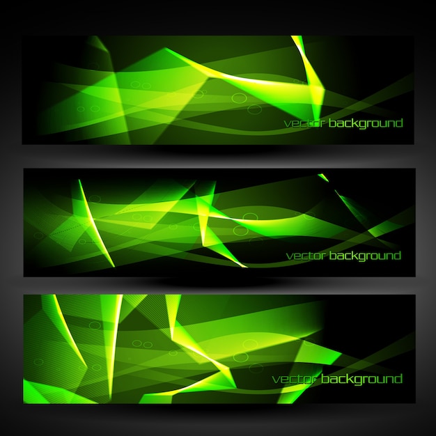 Shiny abstract green and dark banners