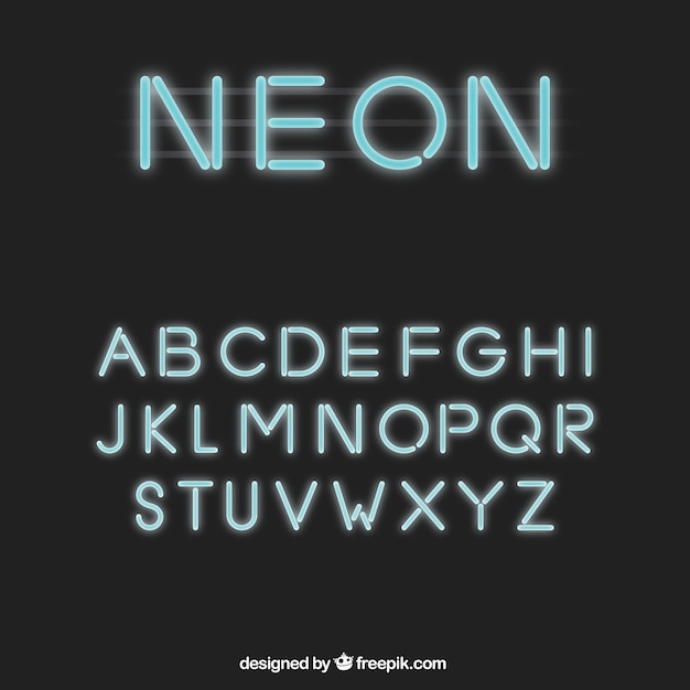 Shiny alphabet made with neon lights