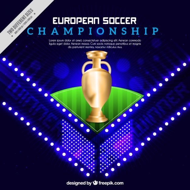 Shiny background with a golden trophy of european soccer championship