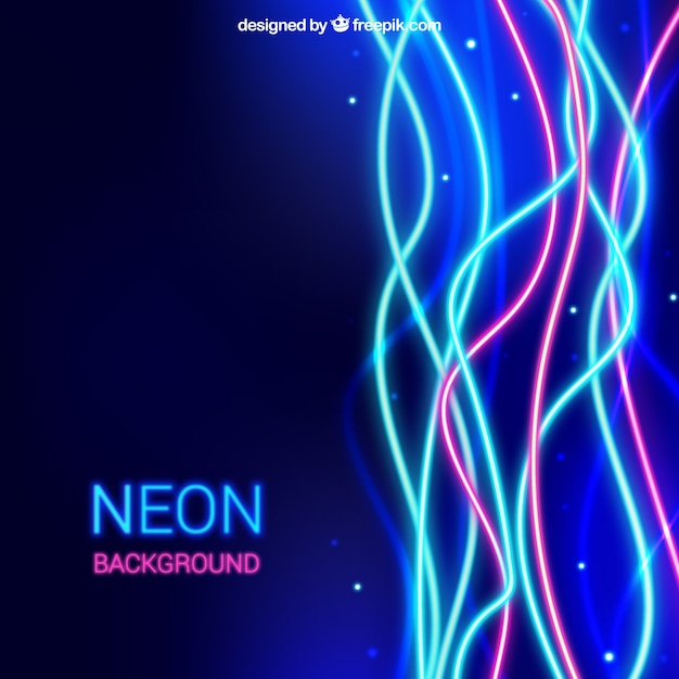 Shiny background with wavy neon lights