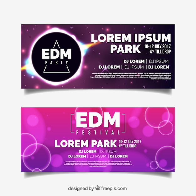 Free vector shiny banners of music festival