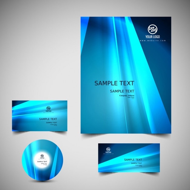 Free vector shiny blue business stationery