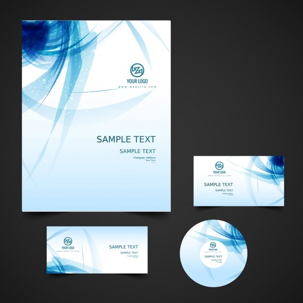 Shiny blue business stationery