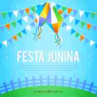 Vettore gratuito fondo blu brillante di junina di festa