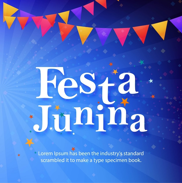 Shiny blue festa junina illustration