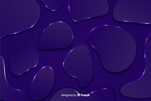 Бесплатное векторное изображение Блестящие синие жидкие формы эффект фона