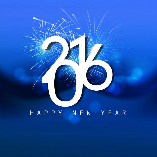 Shiny Blue New Year 2016 Card – Free Vector Download