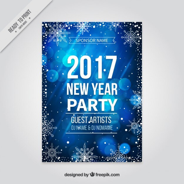 shiny blue new year poster