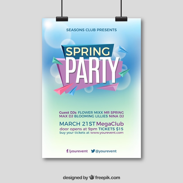 Shiny blue spring party template