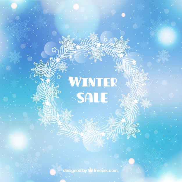 Free vector shiny blue winter sale design