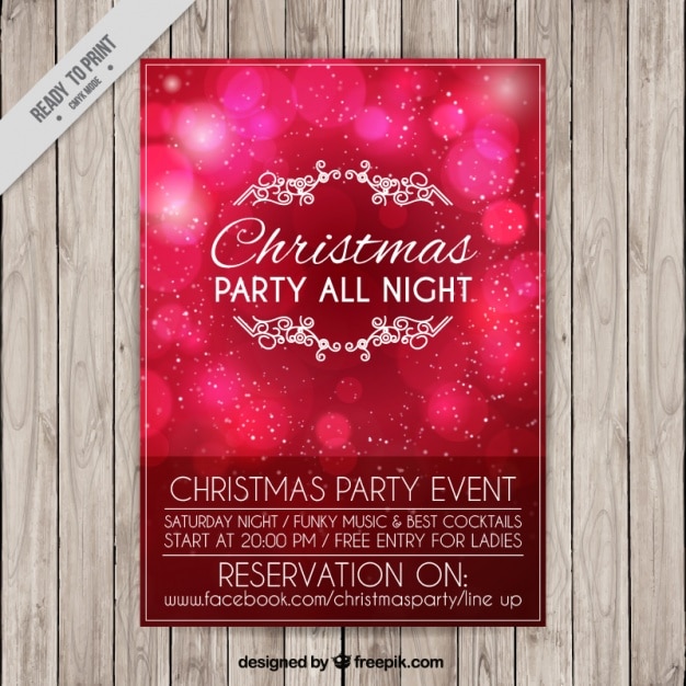 Free vector shiny bokeh brochure for christmas party