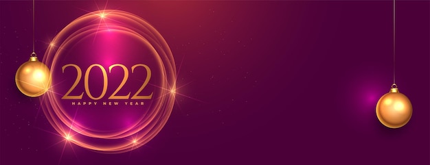 Shiny christmas and 2022 new year banner design with xmas ball