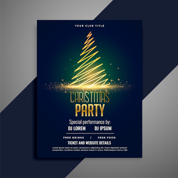 Shiny christmas tree celebration flyer design