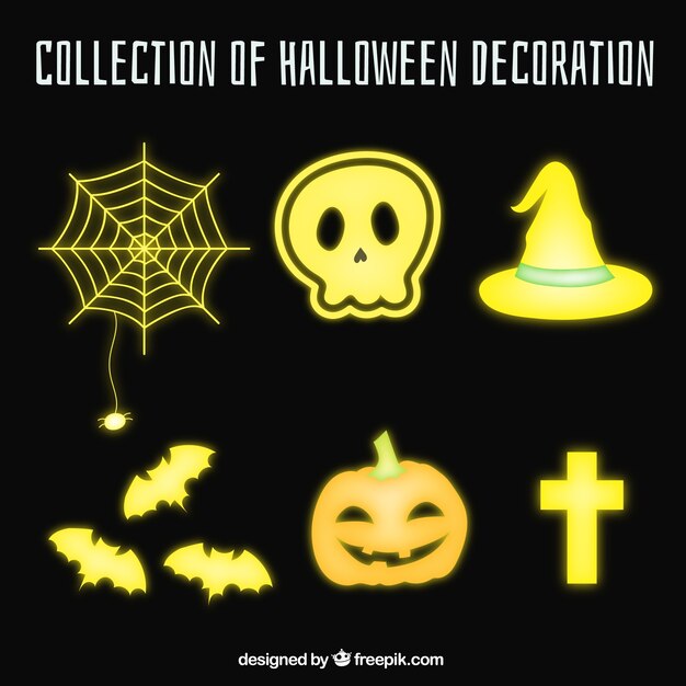 Free vector shiny collection of items for halloween