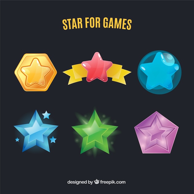Бесплатное векторное изображение Блестящая коллекция звезд для игр