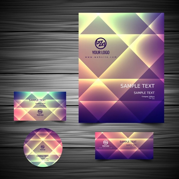 Free vector shiny colorful business stationery template