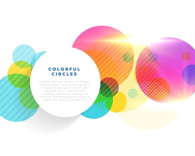 Free vector shiny colorful circles background with text template