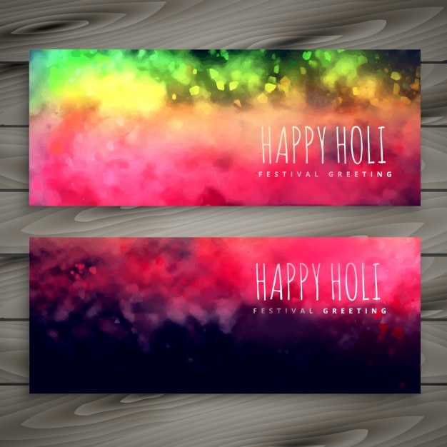 Бесплатное векторное изображение Блестящий красочные баннеры холи