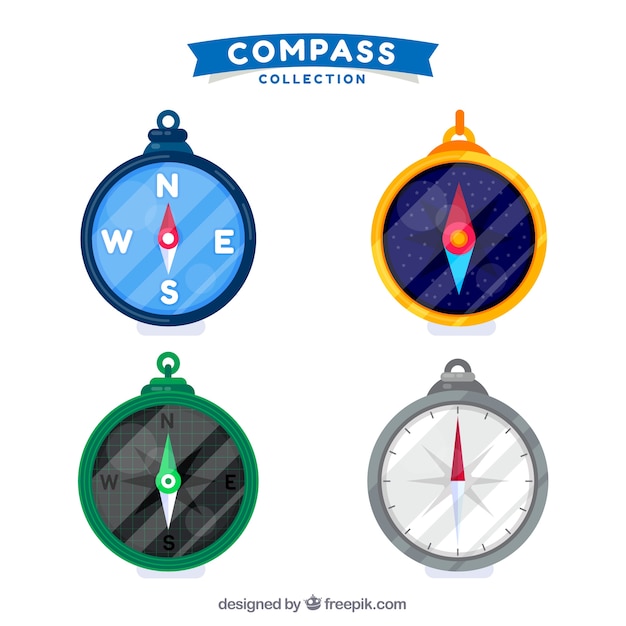 Free vector shiny compass collection