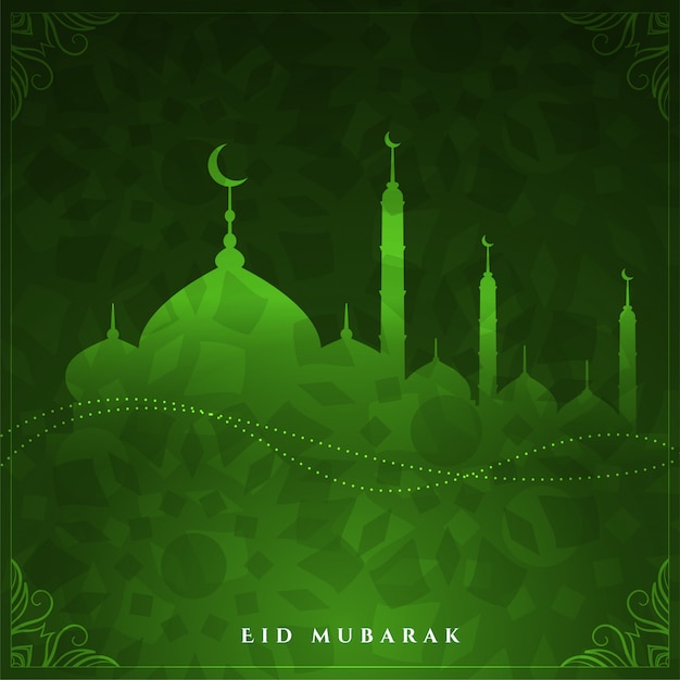 Shiny eid mubarak green color design background