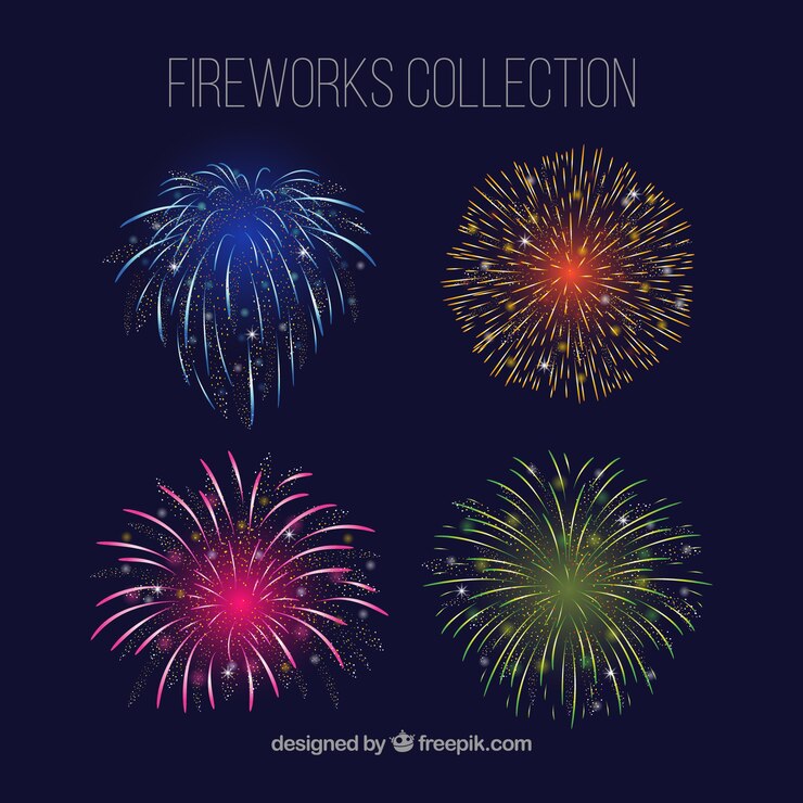 Free Vector shiny fireworks collection