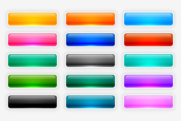 Free vector shiny glossy web buttons collection