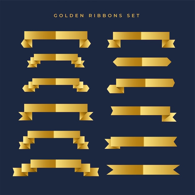 Free vector shiny gold color ribbons collection