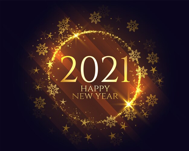 빛나는 황금 2021 새해 복 많이 받으세요 눈송이 배경