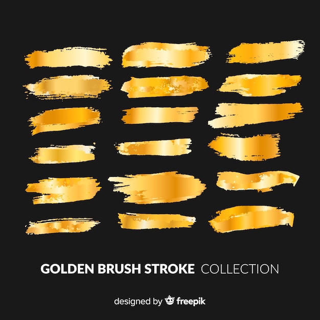 Shiny golden brush stroke pack