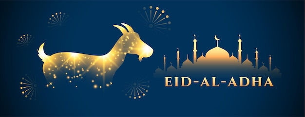 Shiny golden eid al adha festival banner