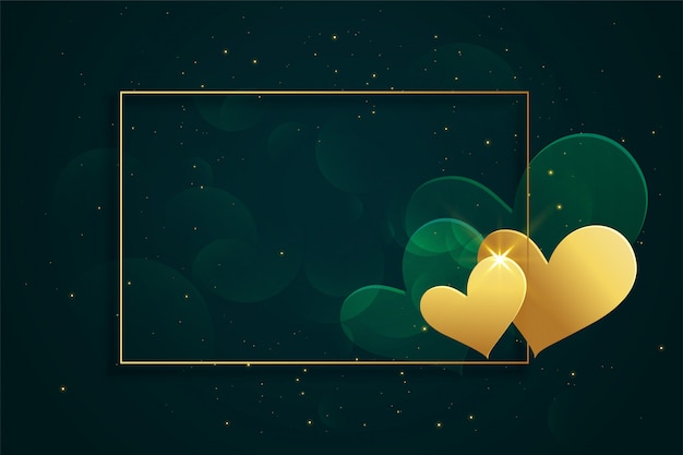 Shiny golden hearts frame with text space