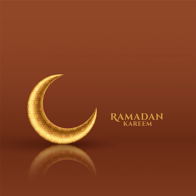 Free vector shiny golden moon ramadan kareem festival card