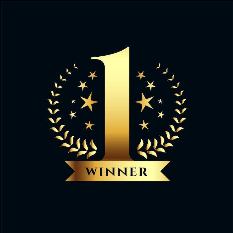 무료 Vector 화환 디자인 벡터가 있는 빛나는 황금색 1위 우승자 기호