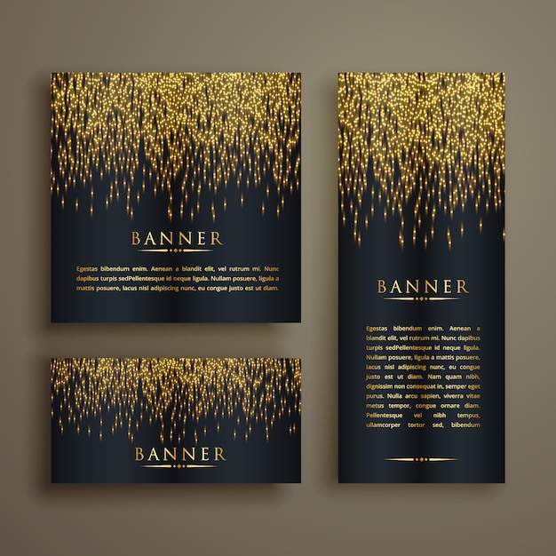 Free vector shiny golden particle style banner set