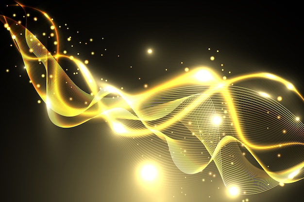 Бесплатное векторное изображение Блестящий золотой фон волны