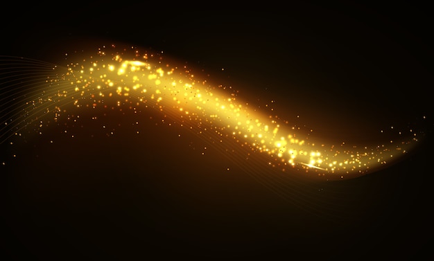 Shiny golden wave dark background