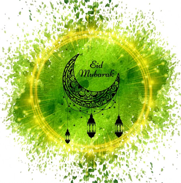 Free vector shiny green eid mubarak background